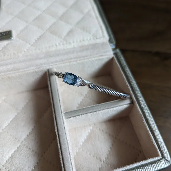 David Yurman Wheaton Bracelet Hampton Blue Topaz & Diamonds - Picture 3 of 5